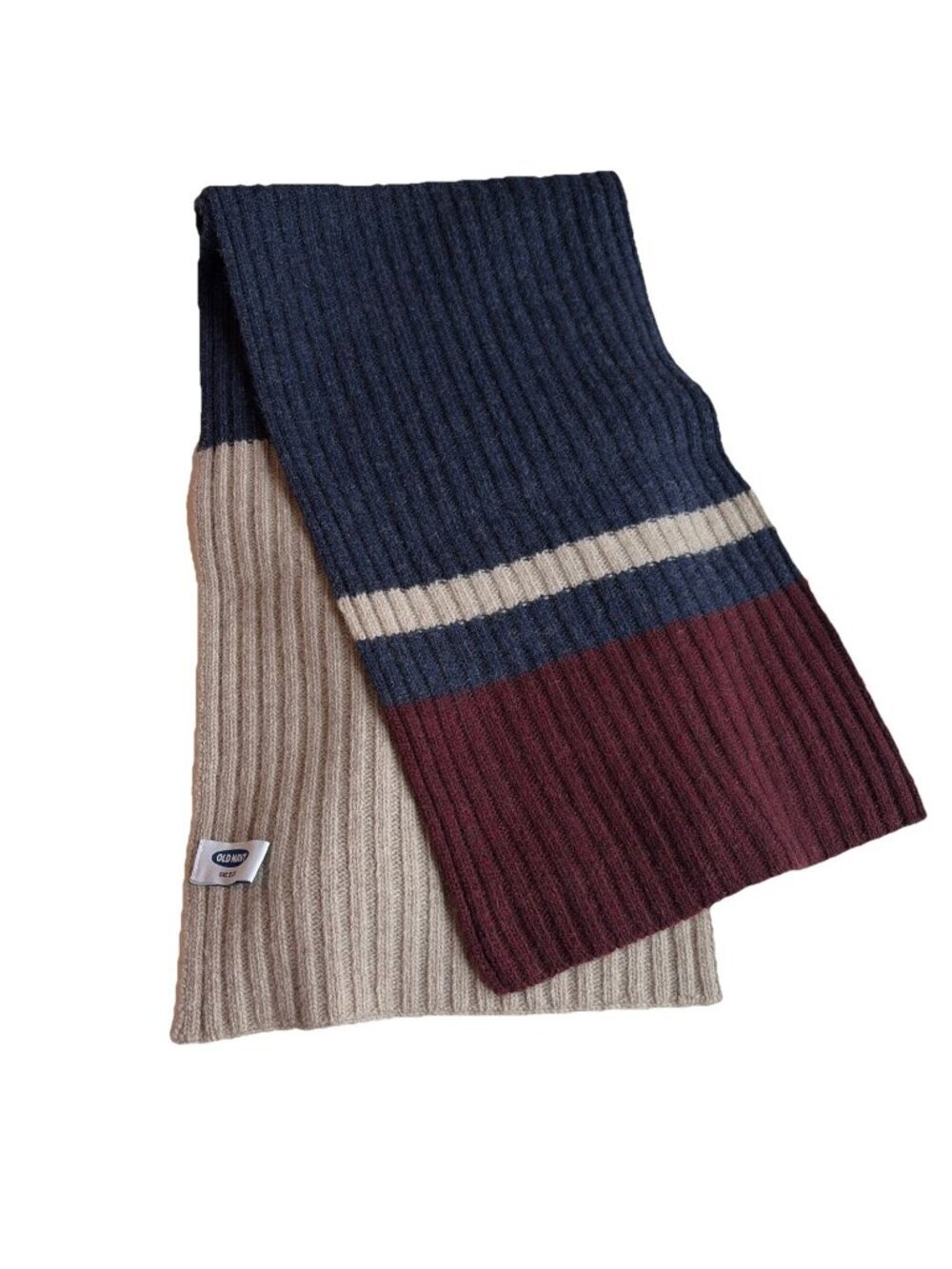 Vintage Y2K Old Navy Lambswool Scarf Striped Multicolor Ribbed Unisex 10X70"